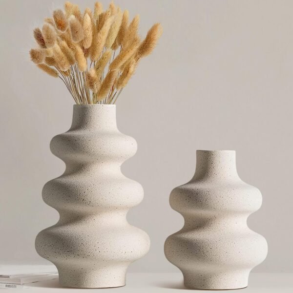 Ceramic Vases- Set of 2 White Vase for Modern Home Decor, Boho Vase for Decor,Vase for Farmhouse Decor Wedding Dinner Table Office Decorations Vase (A White)